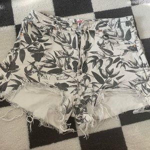 Patterned Denim Festival Shorts